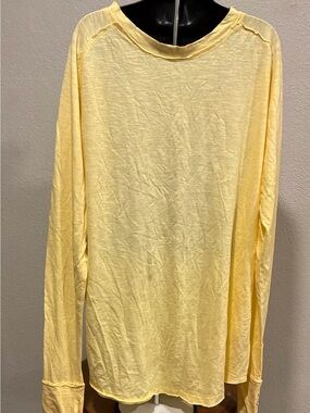 We The Free Pale Yellow Long Sleeve Crew Neck Tee